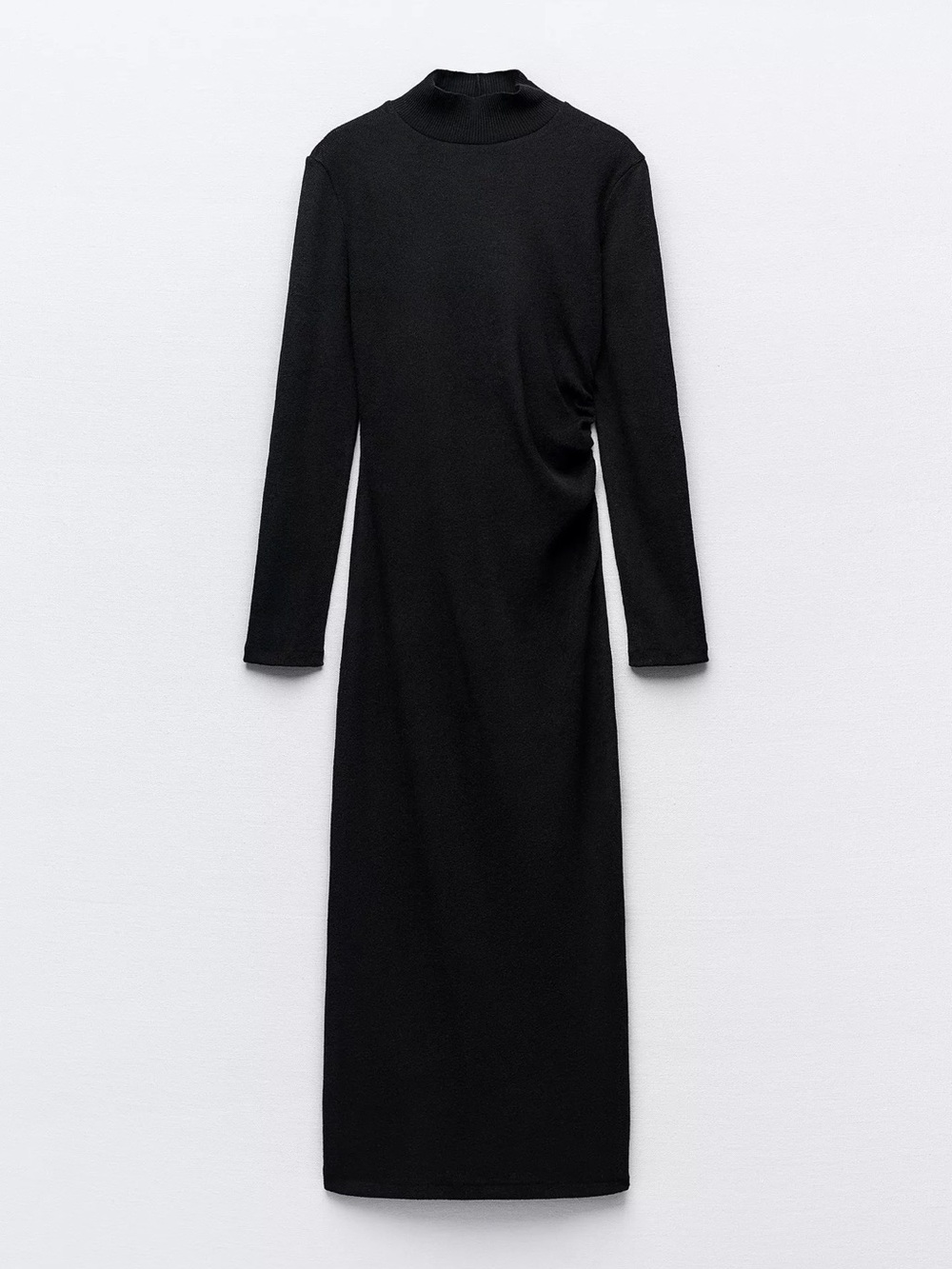 Zara Black Long-Sleeve Mock Neck Midi Dress - Picture 1 of 1